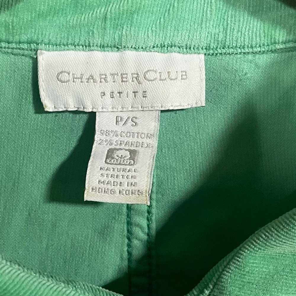 Charter Club Petite Green Cotton Blend Jacket Sz Small - Picture 2 of 4